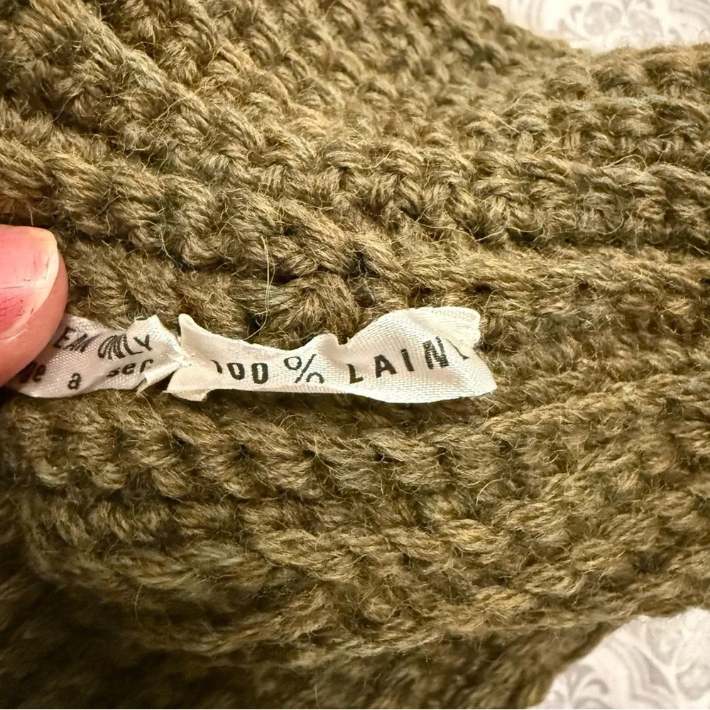 Yves Saint Laurent Olive and Brown Beanie with Blue Pom